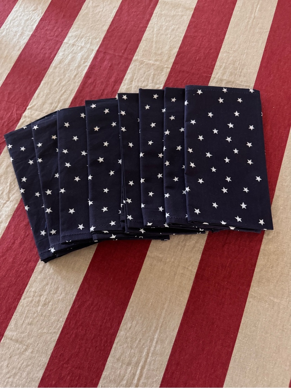 Navy Star Print Cloth Napkins - Set of 8